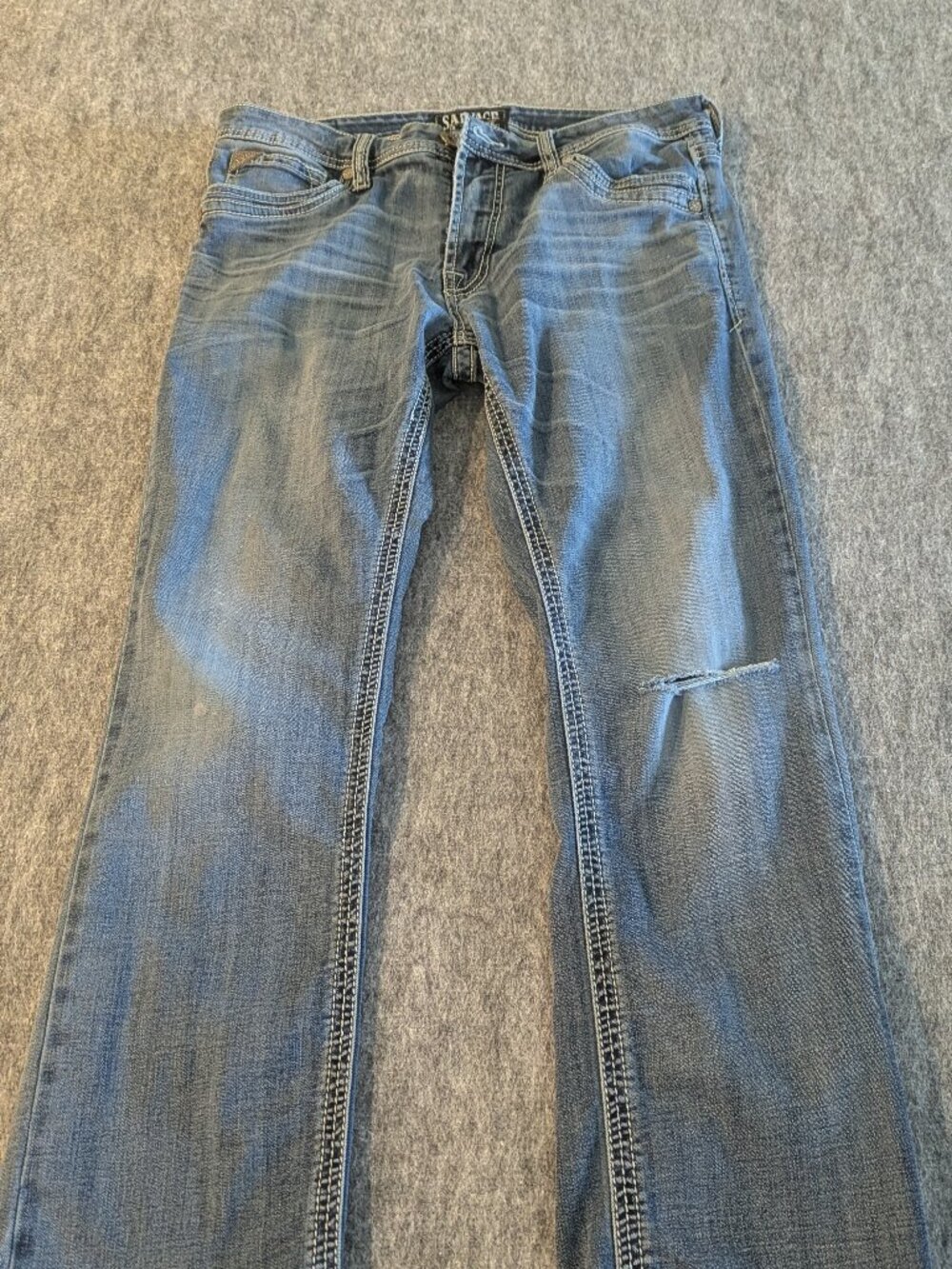 Buckle Salvage Mayhem Straight Jeans Mens Distressed Denim Size 34L